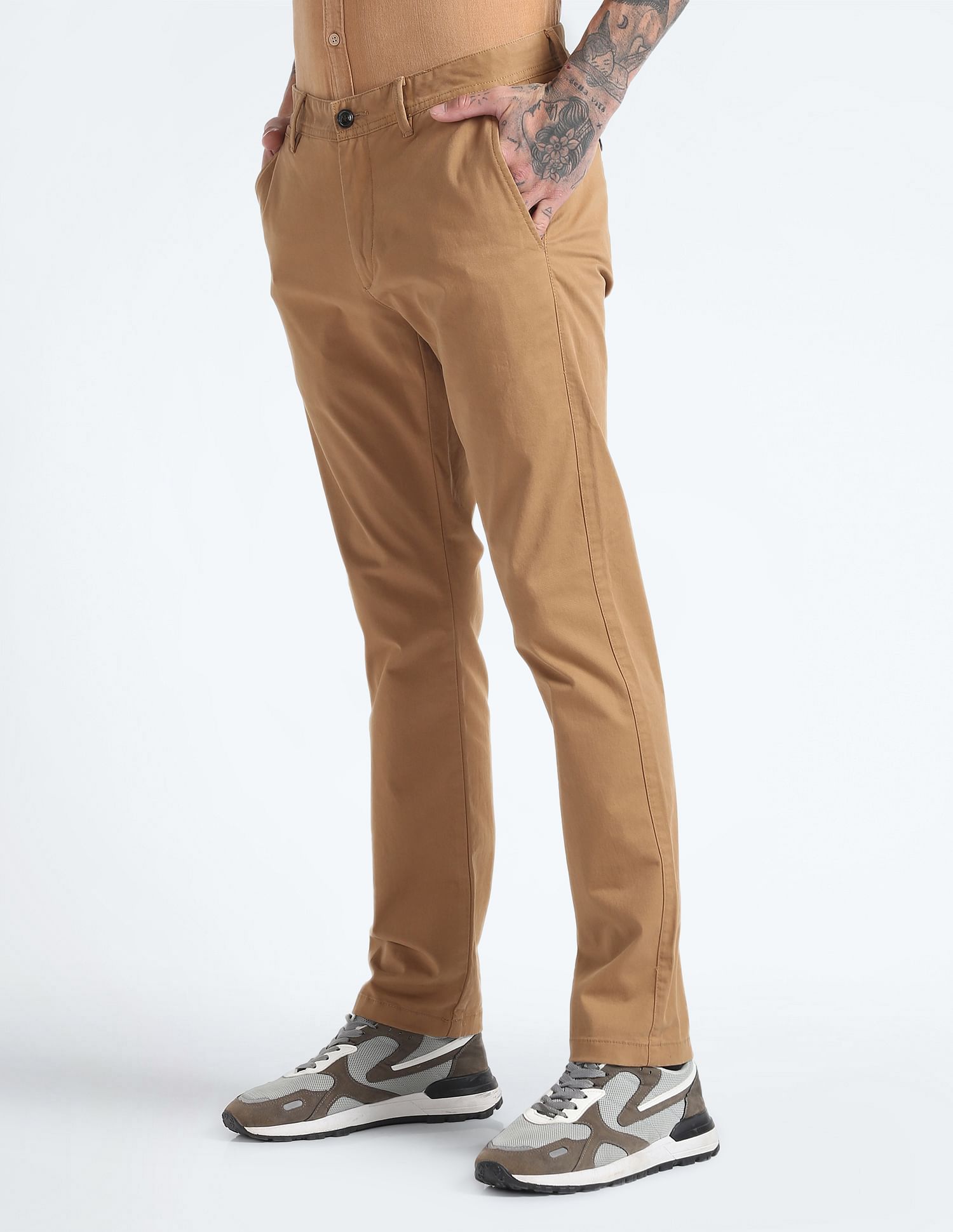 Flying Machine Michael Slim Tapered Fit Solid Trousers