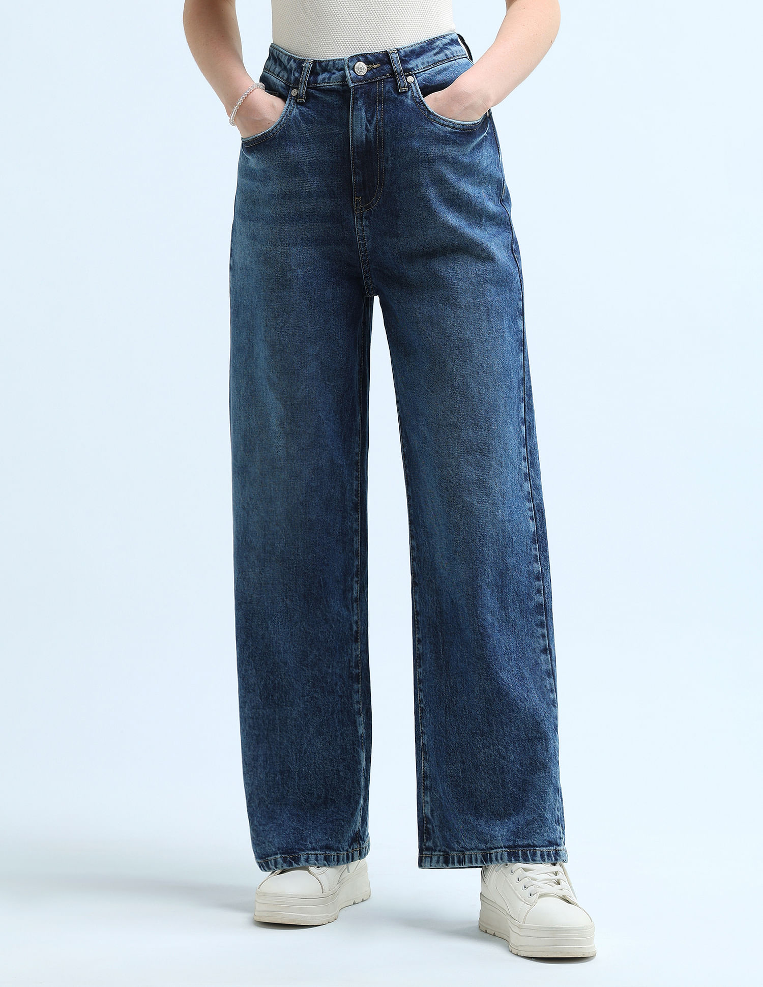 U.S. Polo Assn. Women High Rise Wide Leg Jeans