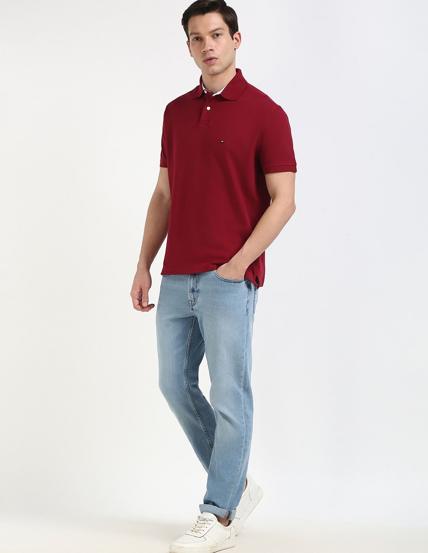 Tommy Hilfiger Solid Regular-Fit Cotton Polo Shirt