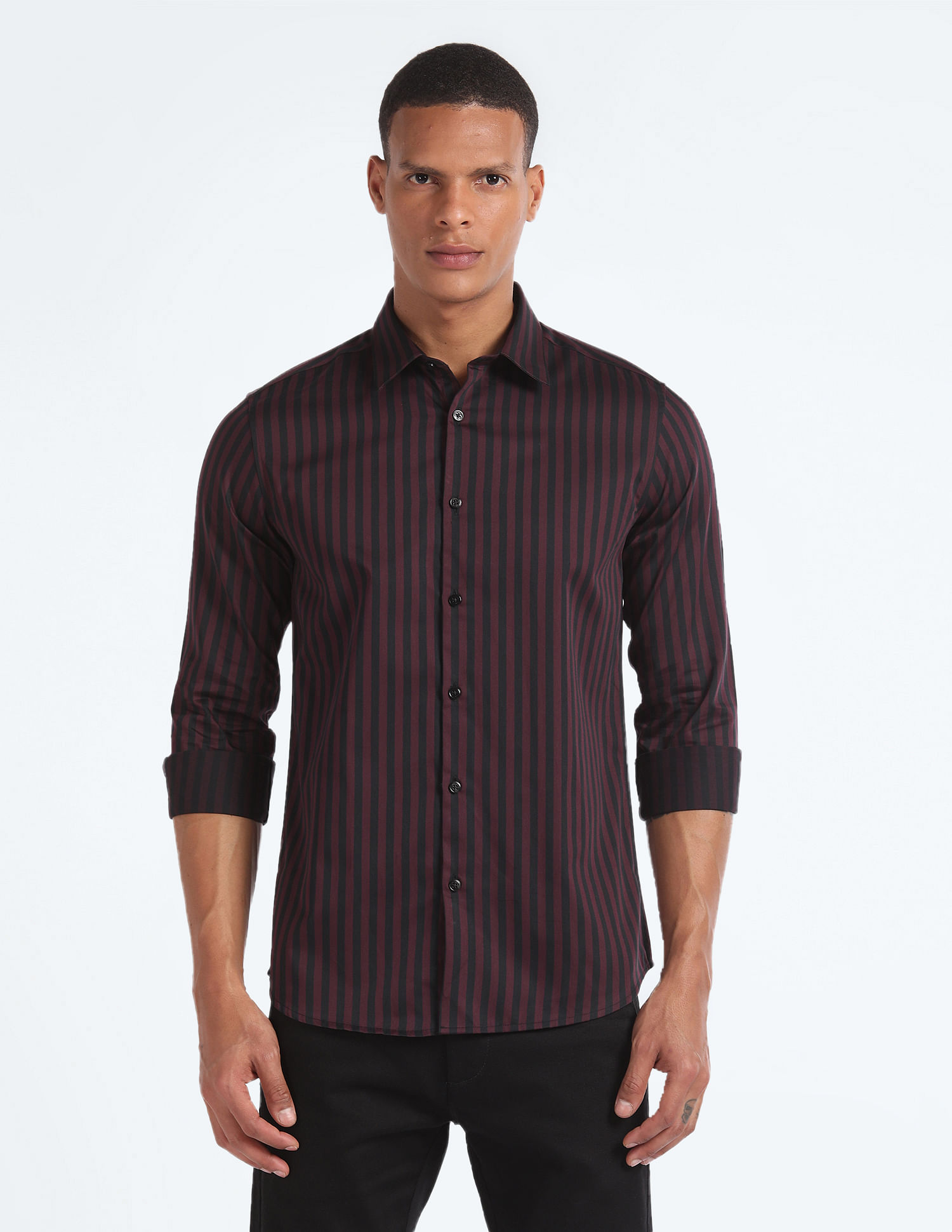 Flying Machine Vertical Stripe Slim Fit Shirt