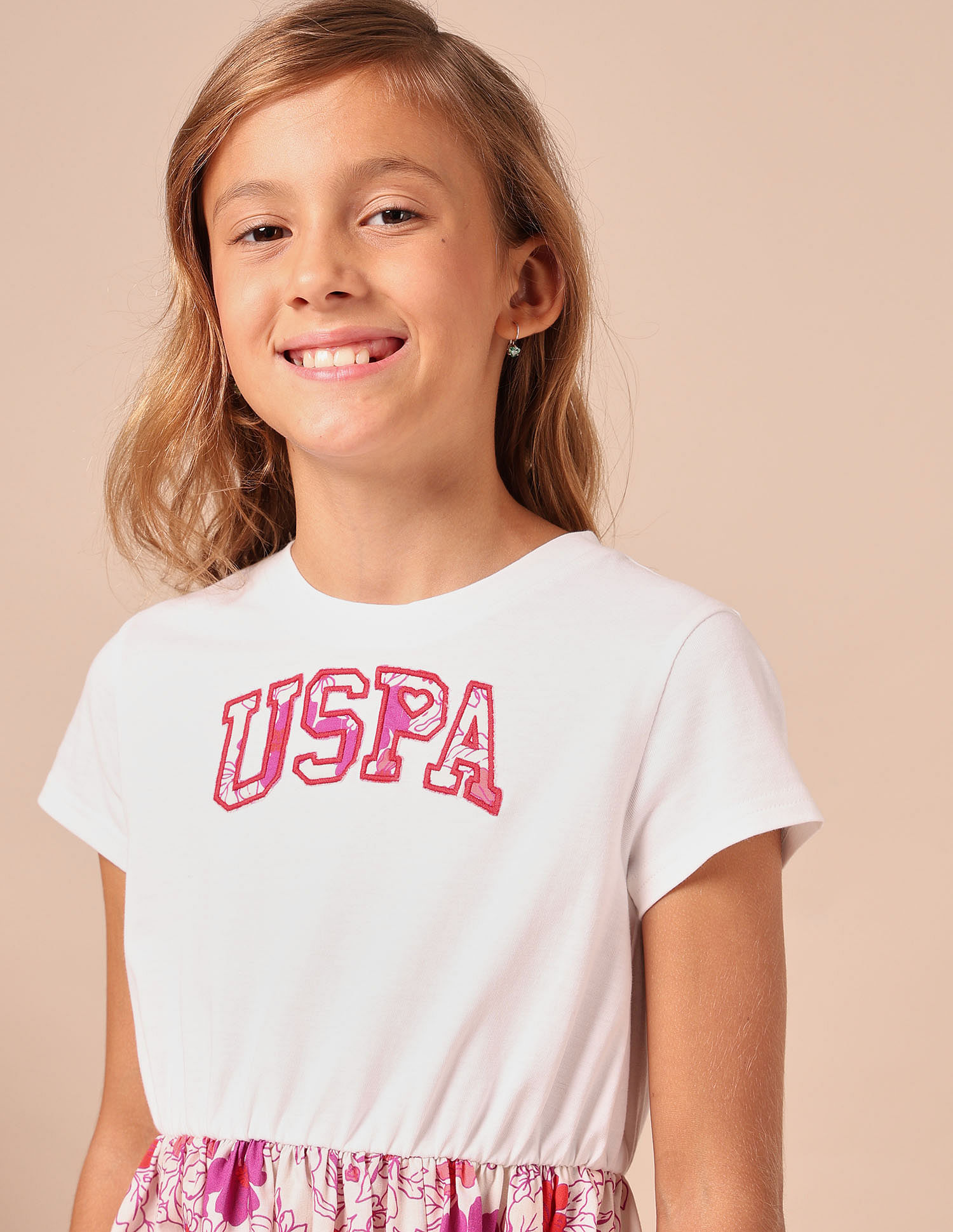 U.S. Polo Assn. Kids Girls Floral Printed Fit And Flare Dress