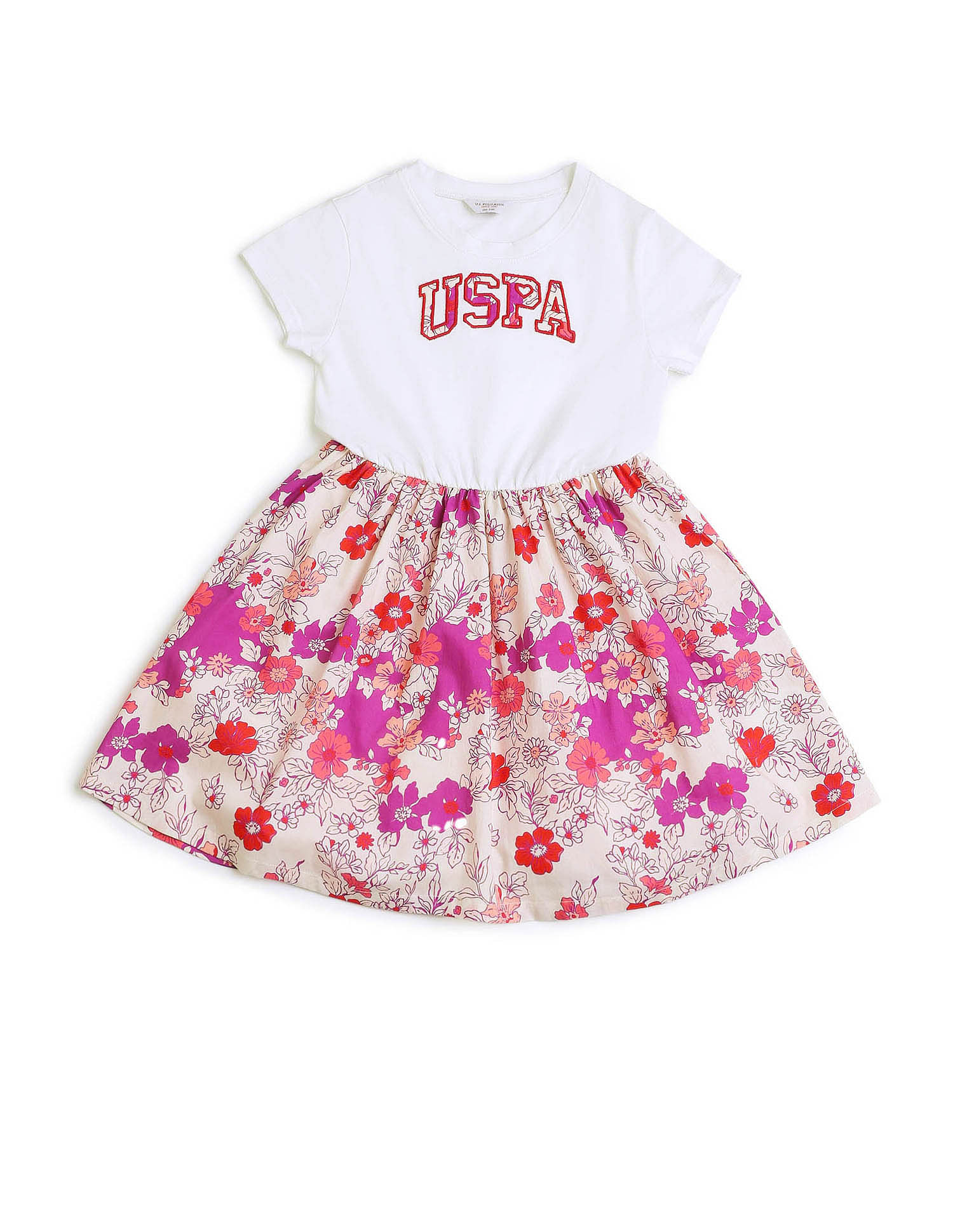 U.S. Polo Assn. Kids Girls Floral Printed Fit And Flare Dress