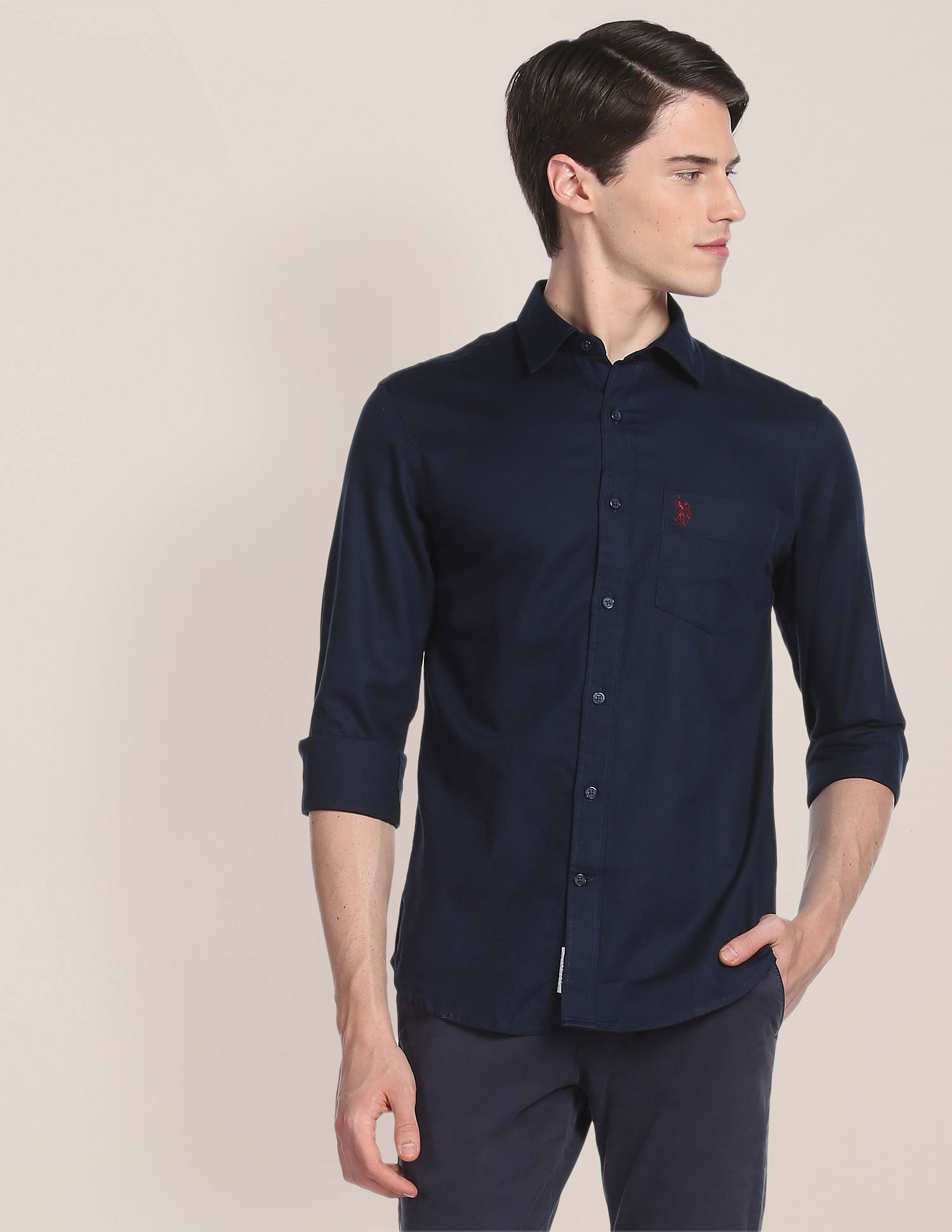 U.S. Polo Assn. Birdseye Dobby Textured Solid Shirt