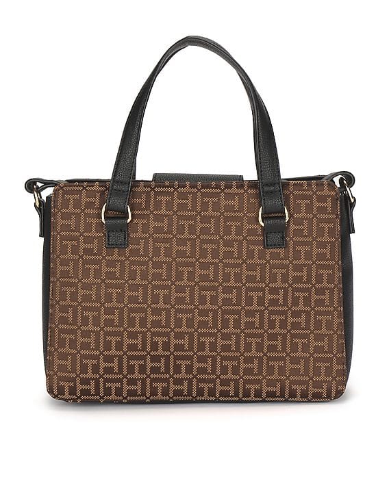 Buy Tommy Hilfiger Women Brown Top Handle Jacquard Tote Bag