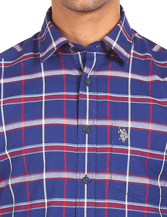 U.S. Polo Assn. Spread Collar Checked Casual Shirt