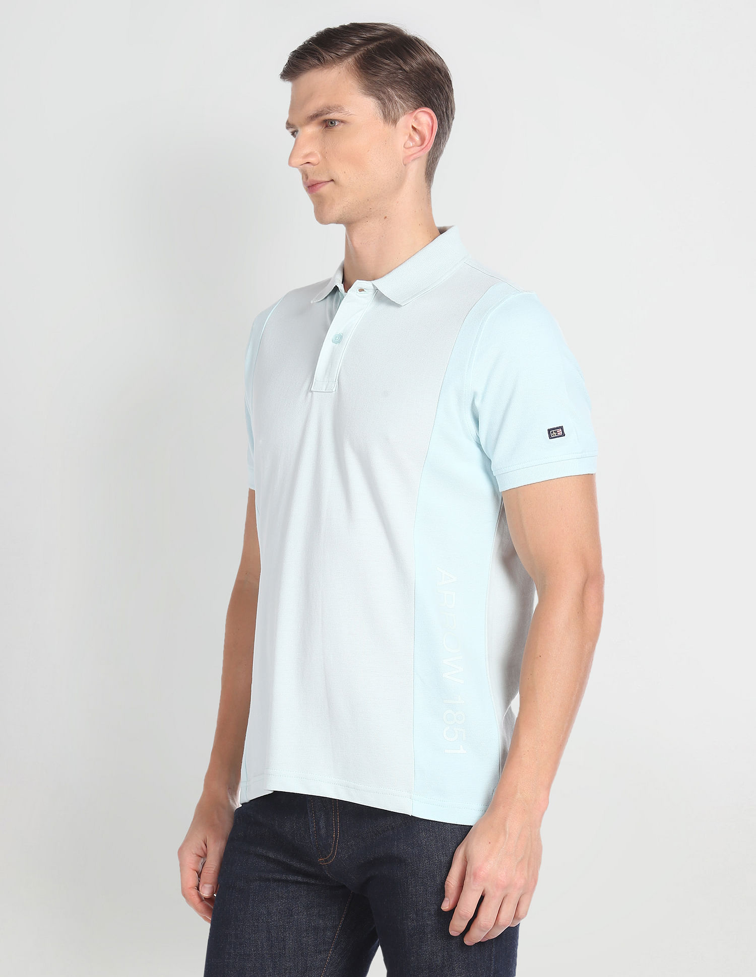 Arrow Sports Tonal Colour Block Cotton Polo Shirt