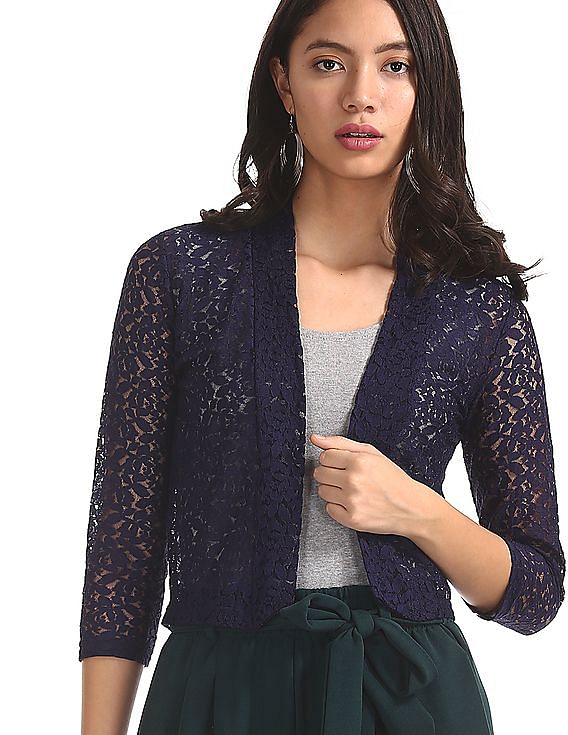 lace shrug navy blue