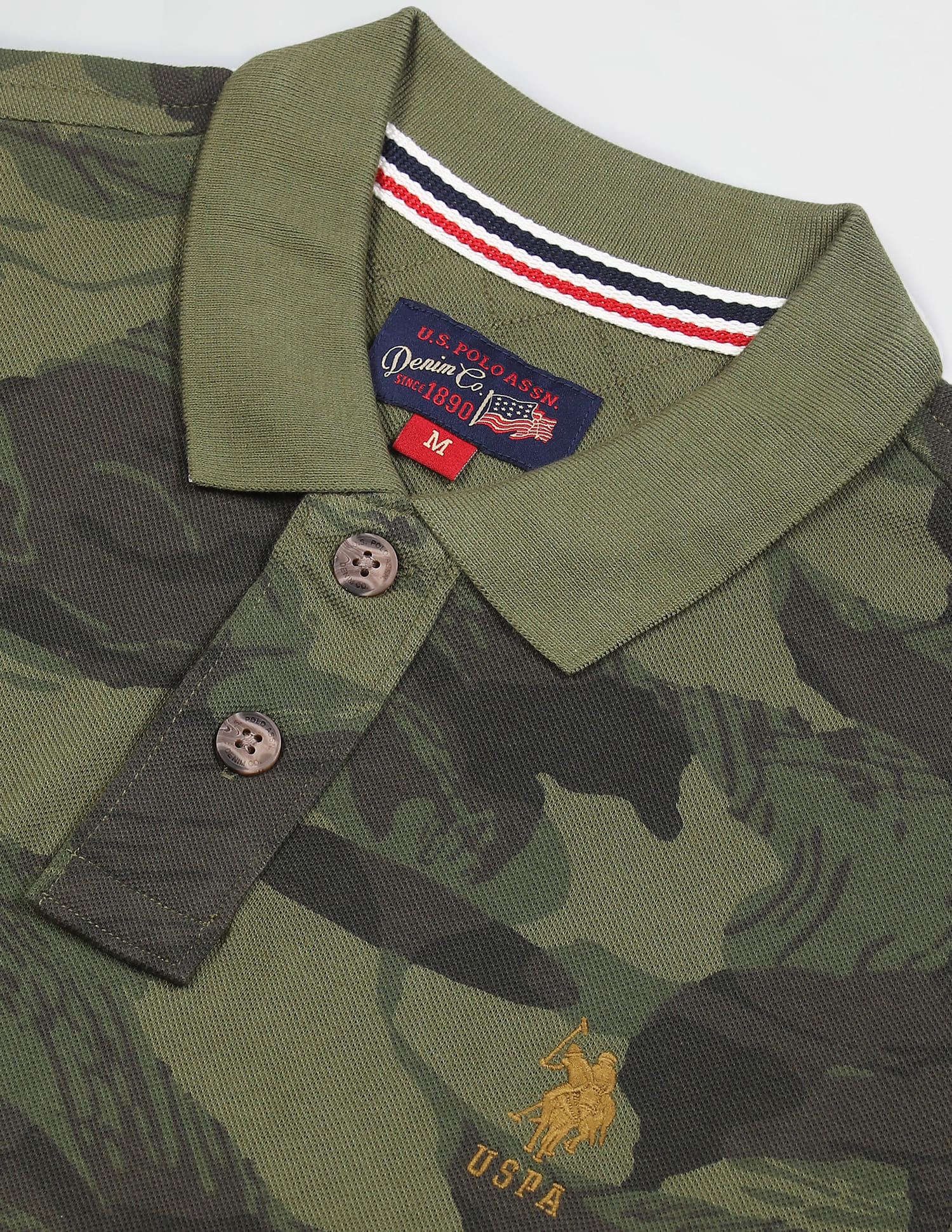 Buy U.S. Polo Assn. Denim Co. Men Olive Camouflage Pique Cotton