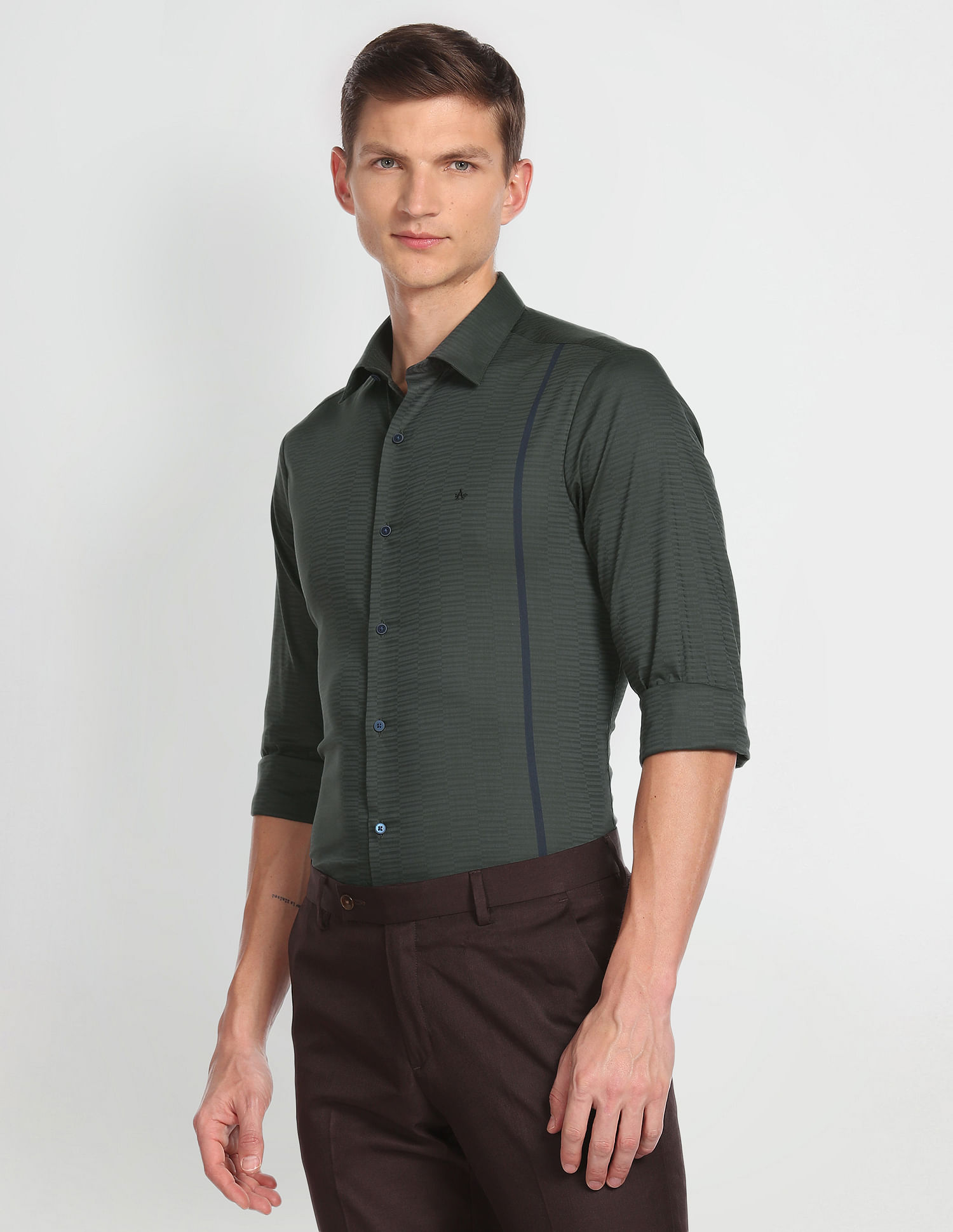 Arrow Newyork Self Design Twill Shirt