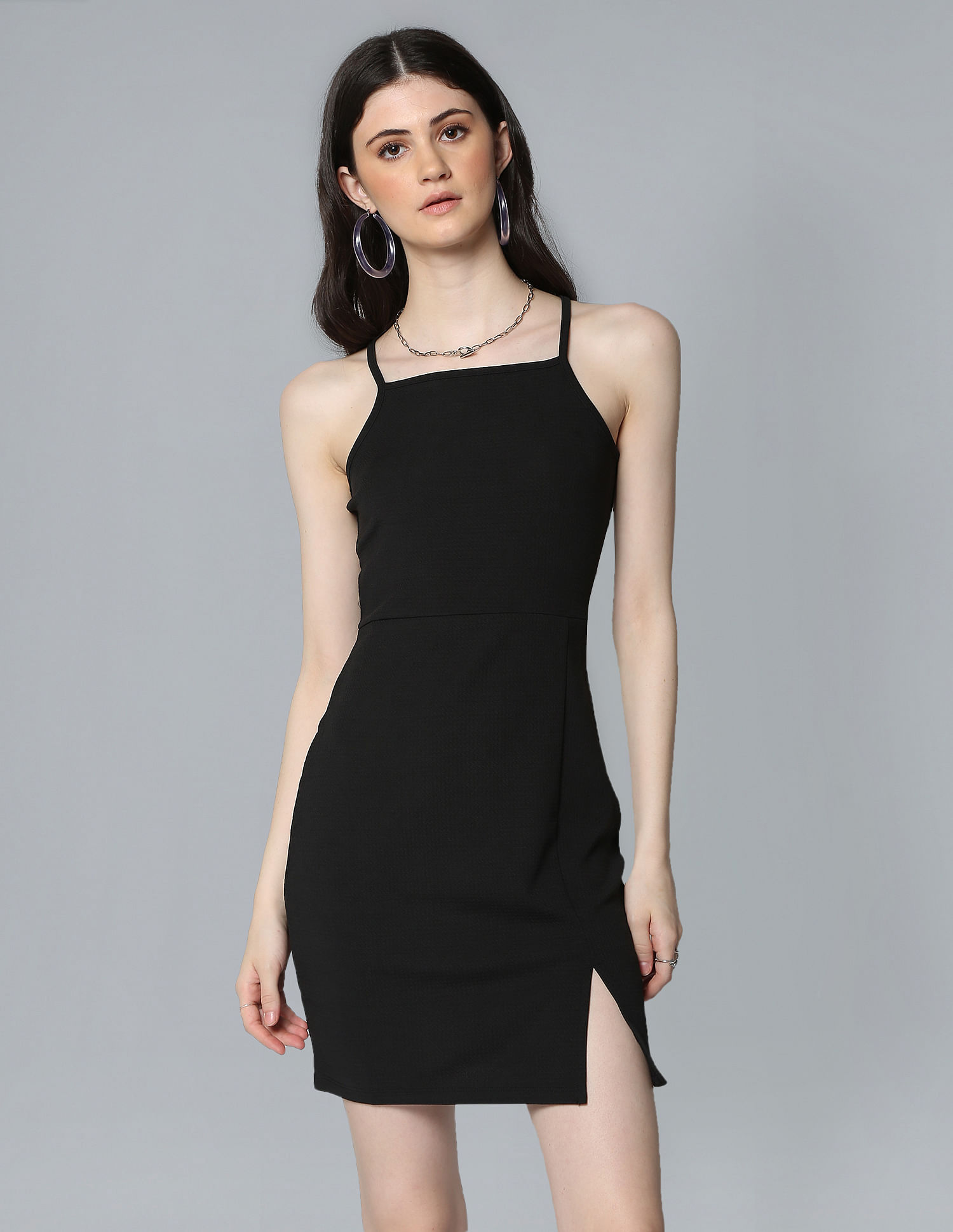 Flying Machine Women Halter Neck Cutout Back Dress
