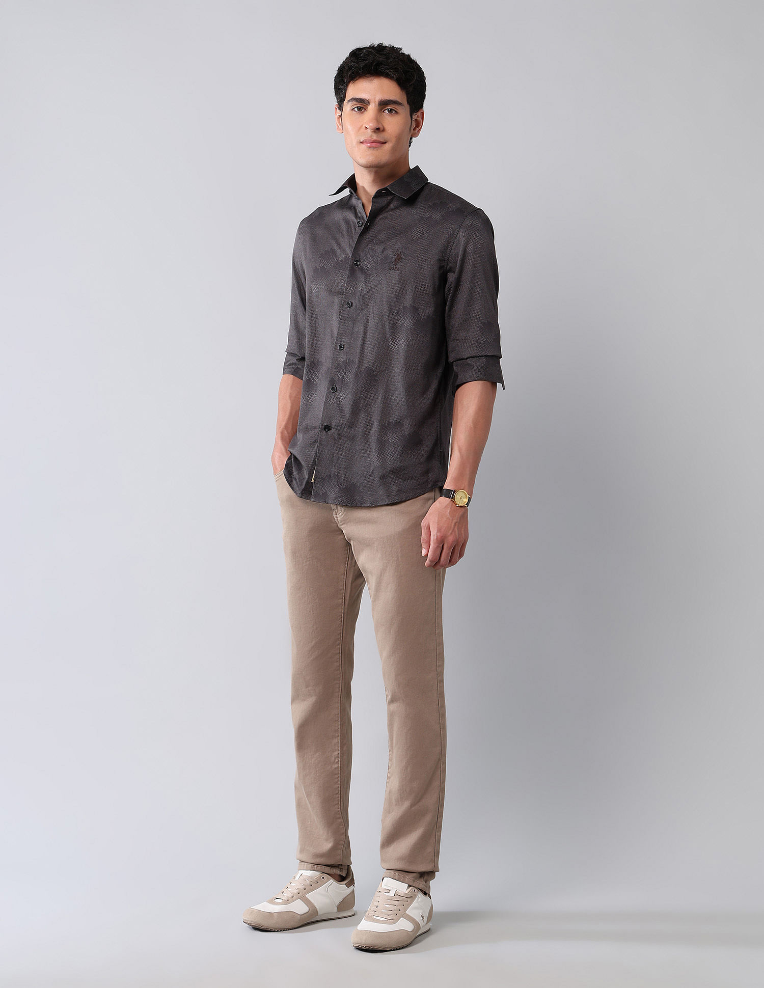 U.S. Polo Assn. Denim Co. All-Over Printed Pure Cotton Shirt