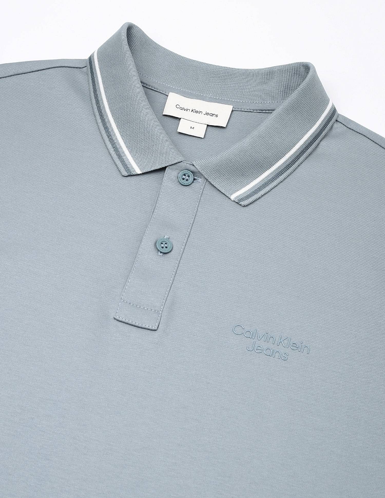 Calvin Klein Jeans Solid Regular-Fit Cotton Polo T-Shirt
