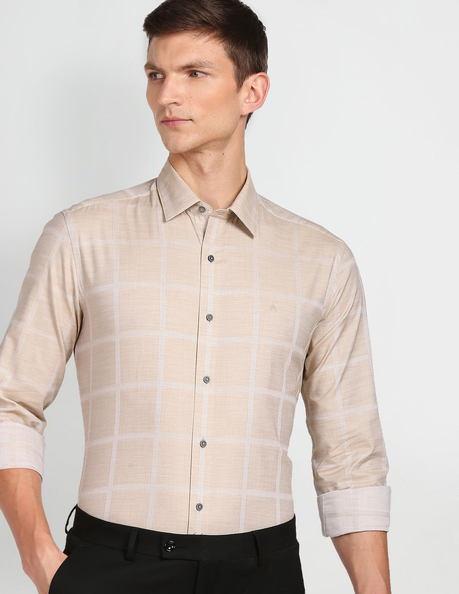 Arrow Newyork Windowpane Check Manhattan Slim Fit Shirt