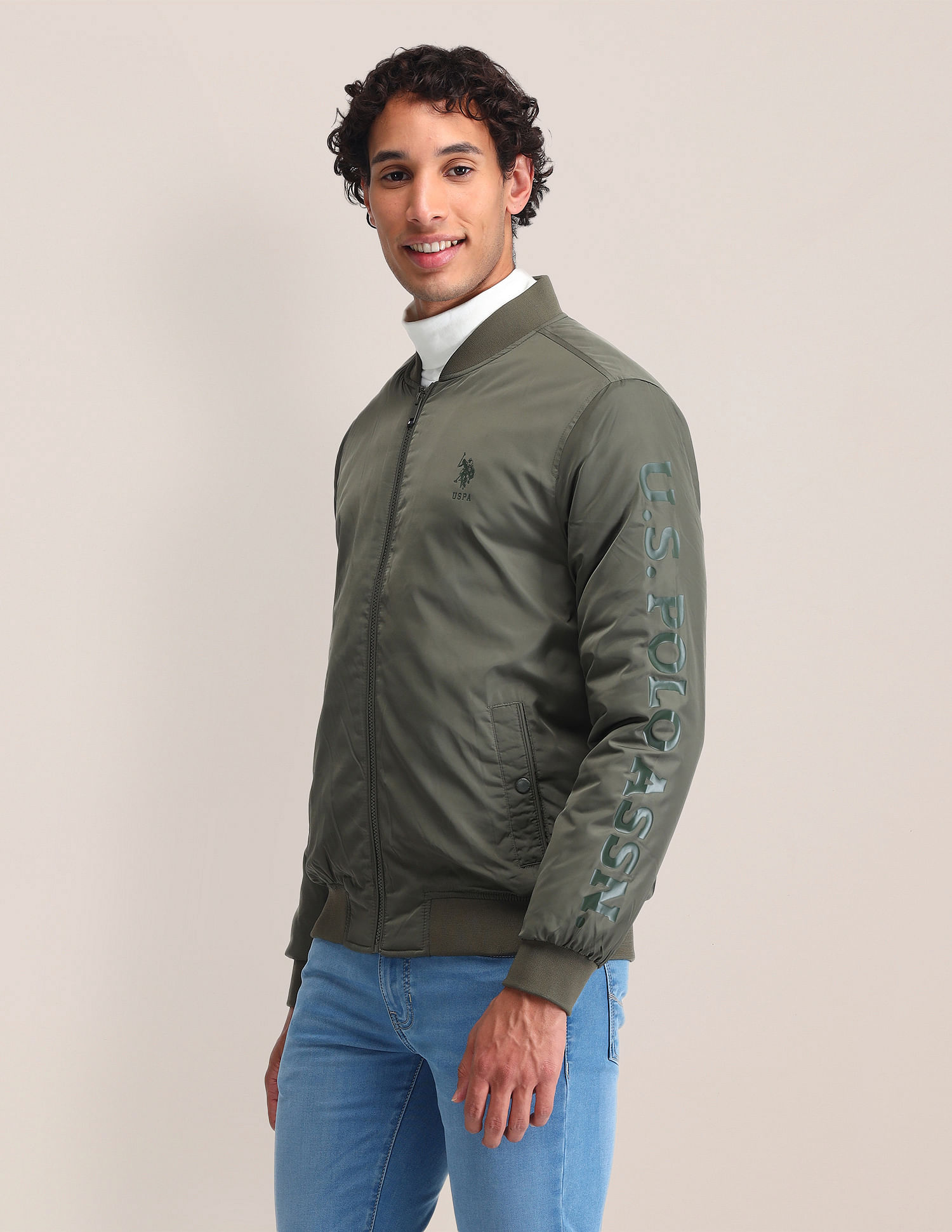 U.S. Polo Assn. Regular Fit Solid Bomber Jacket