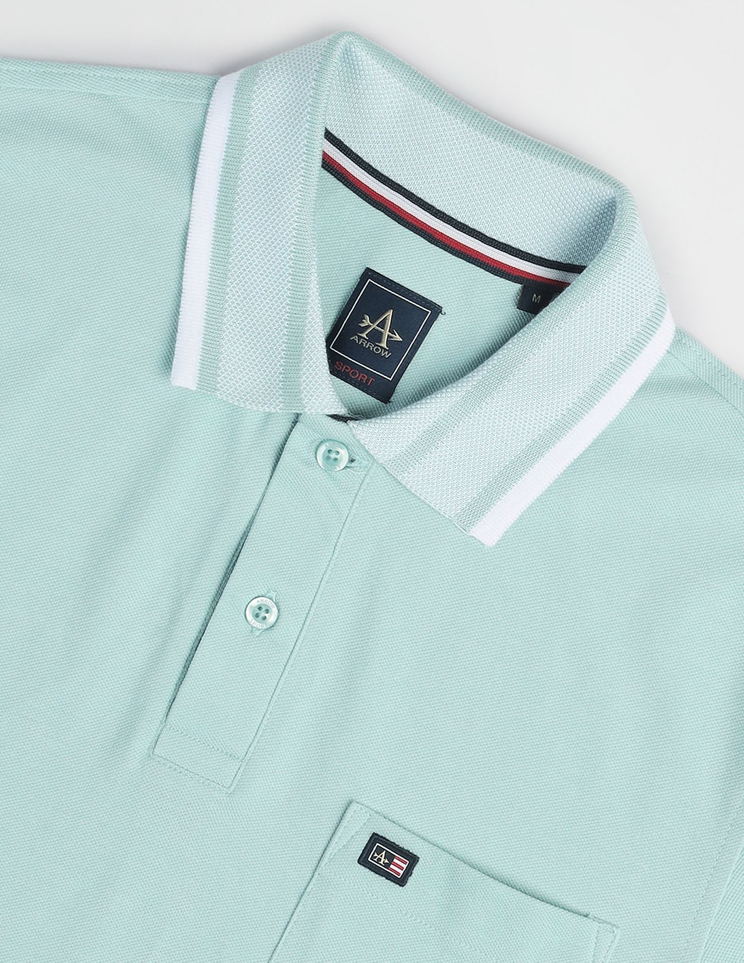 Arrow Sports Striped Collar Solid Polo Shirt