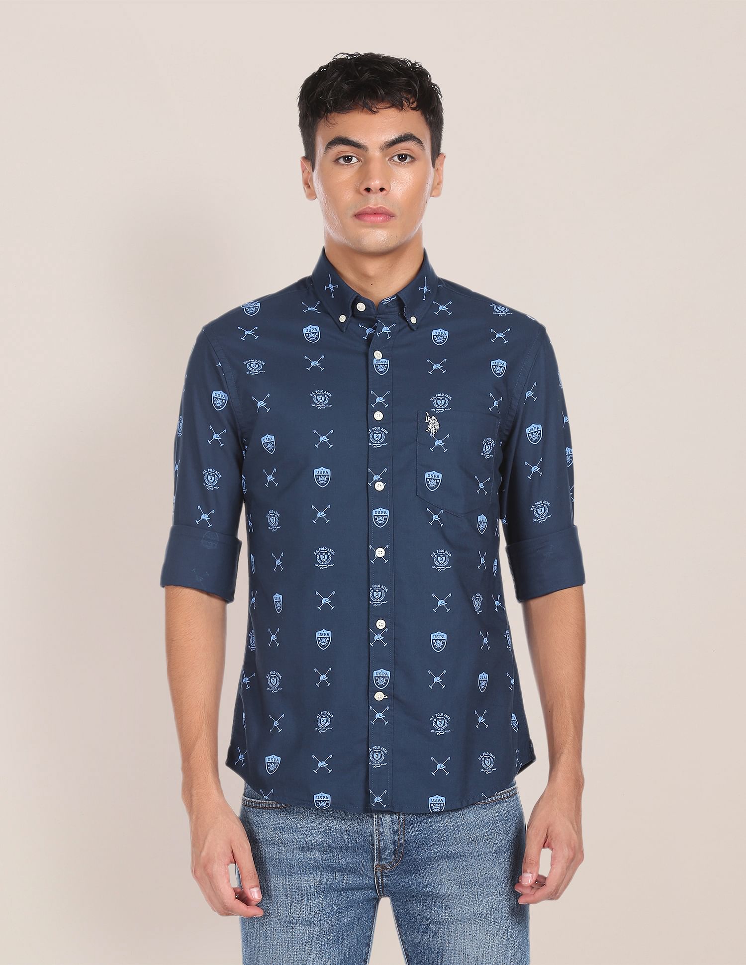 U.S. Polo Assn. Back Pleat Printed Casual Shirt