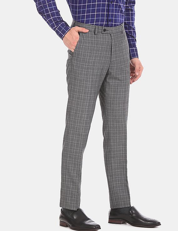 TitleNine Grey Checked Trouser for men Casual Check PantsSlim Fit Check  pantsCotton check pant