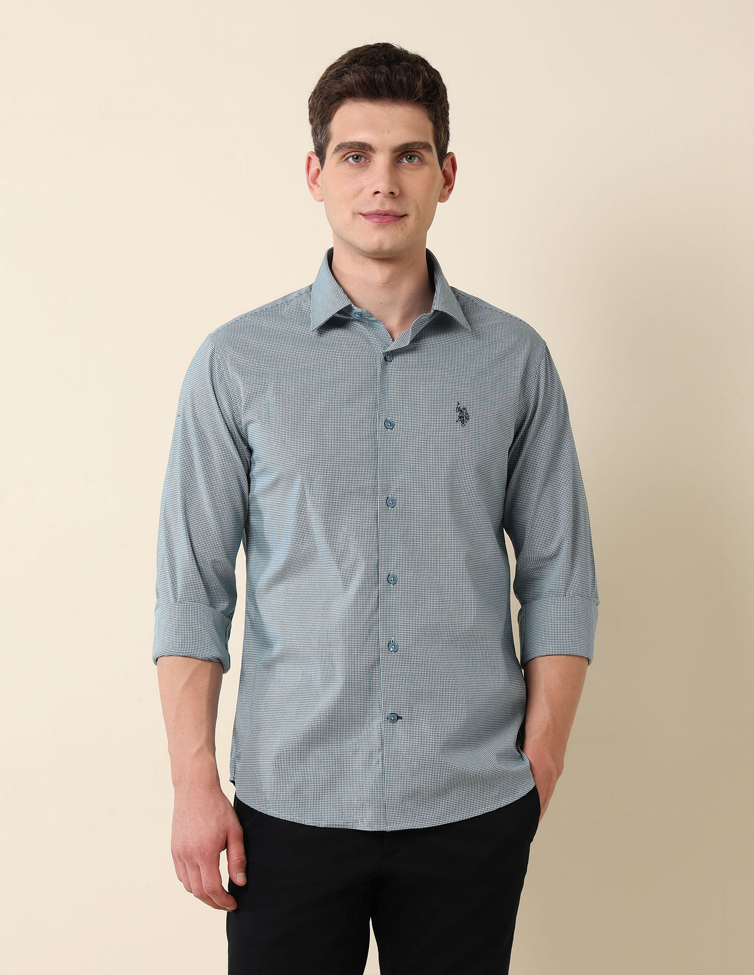U.S. Polo Assn. Micro Checked Tailored Fit Shirt