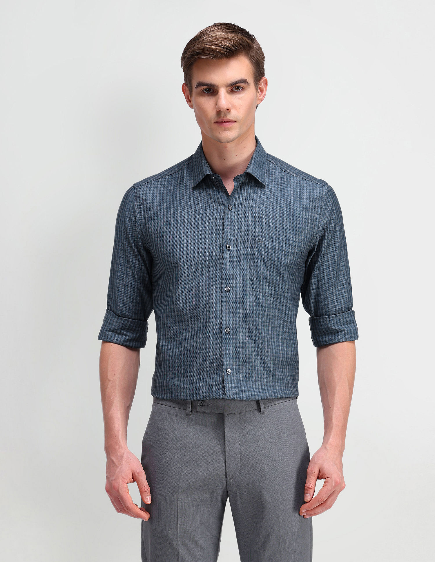 Arrow Manhattan Slim Gingham Checked Shirt