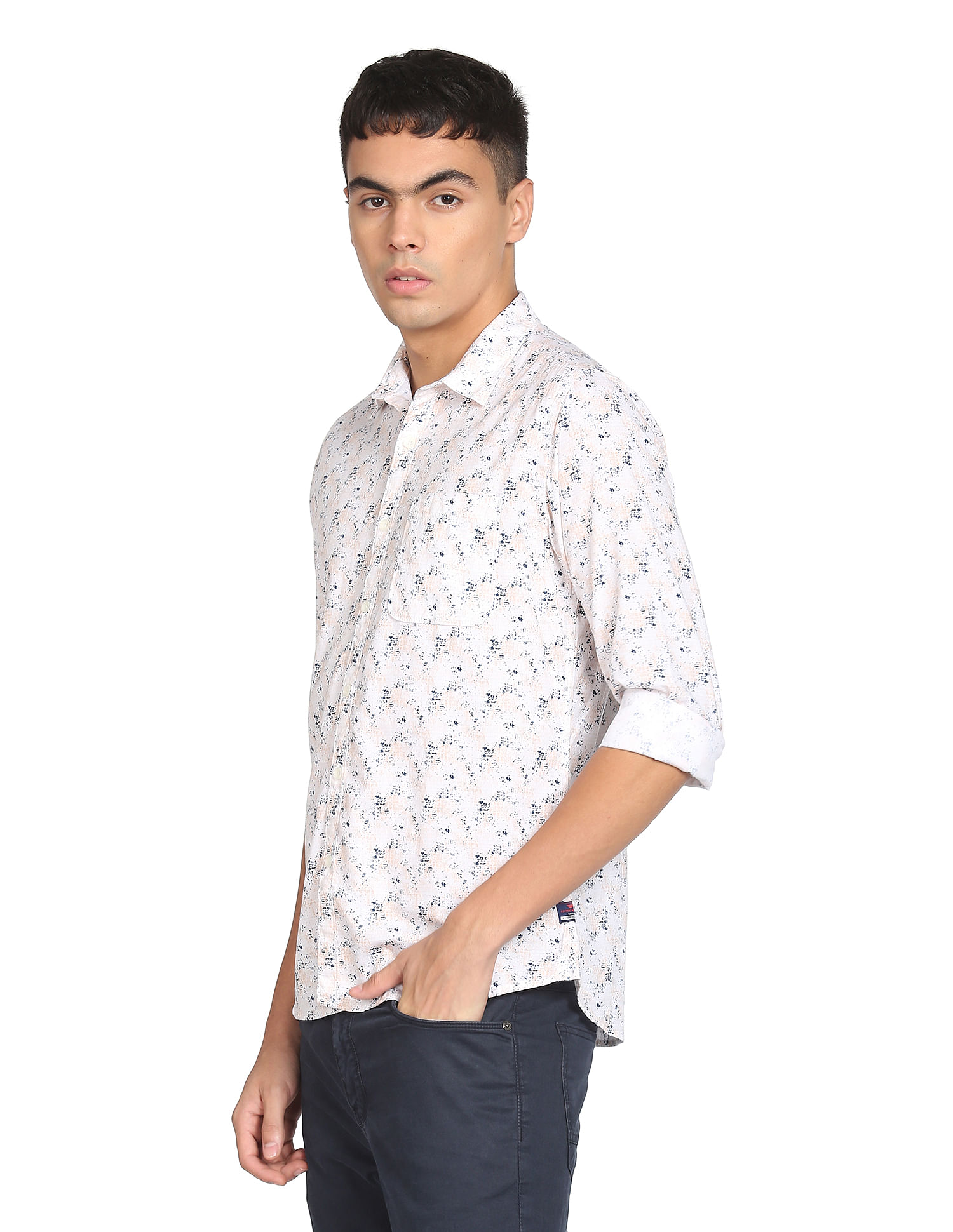 Flying Machine Abstract Print Pure Cotton Shirt