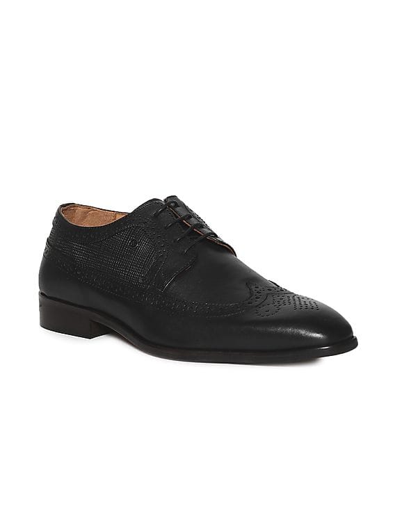Buy Arrow Black Wingtip Leather Tillery Brogue Shoes