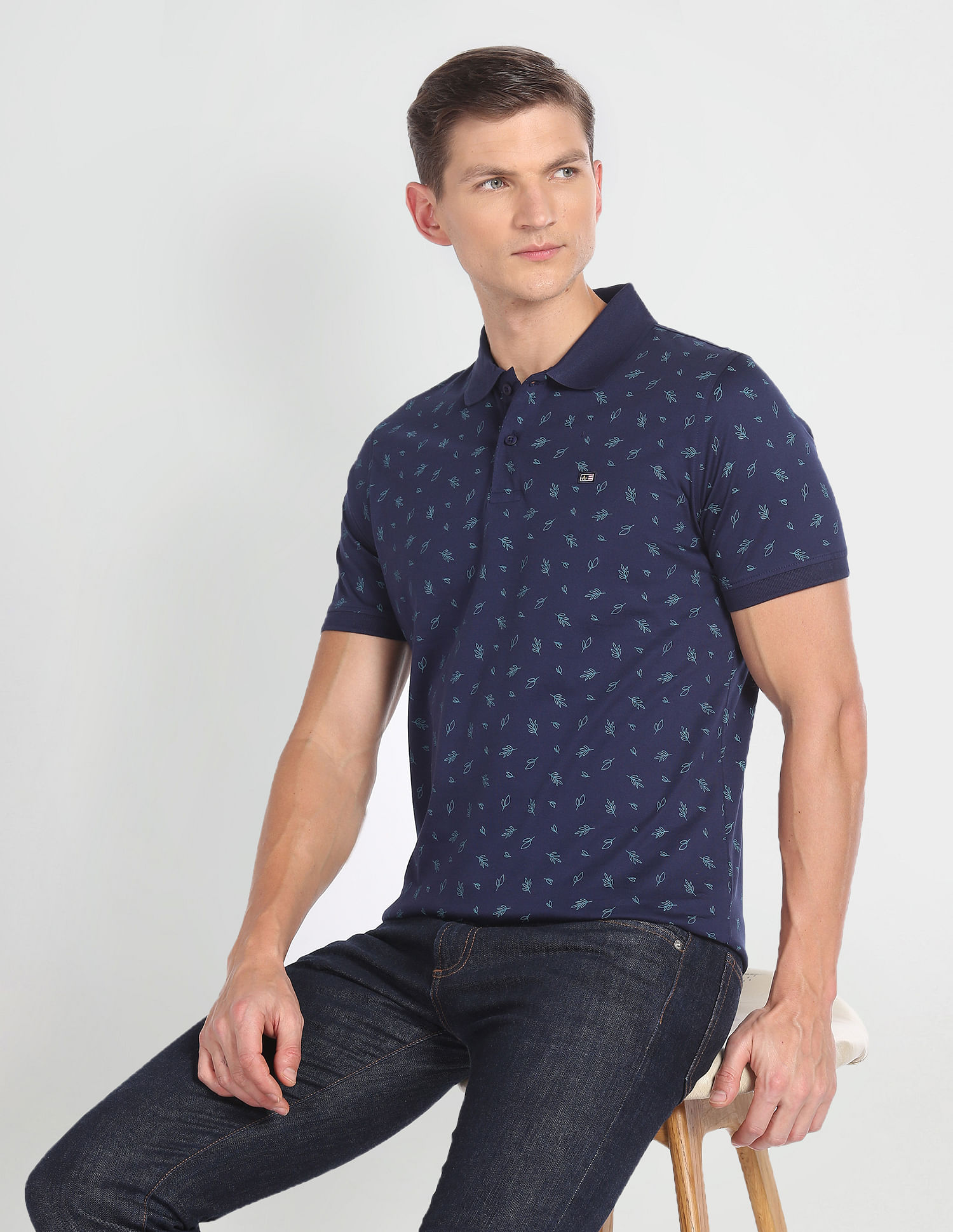 Arrow Sports Tropical Print Mercerized Polo Shirt
