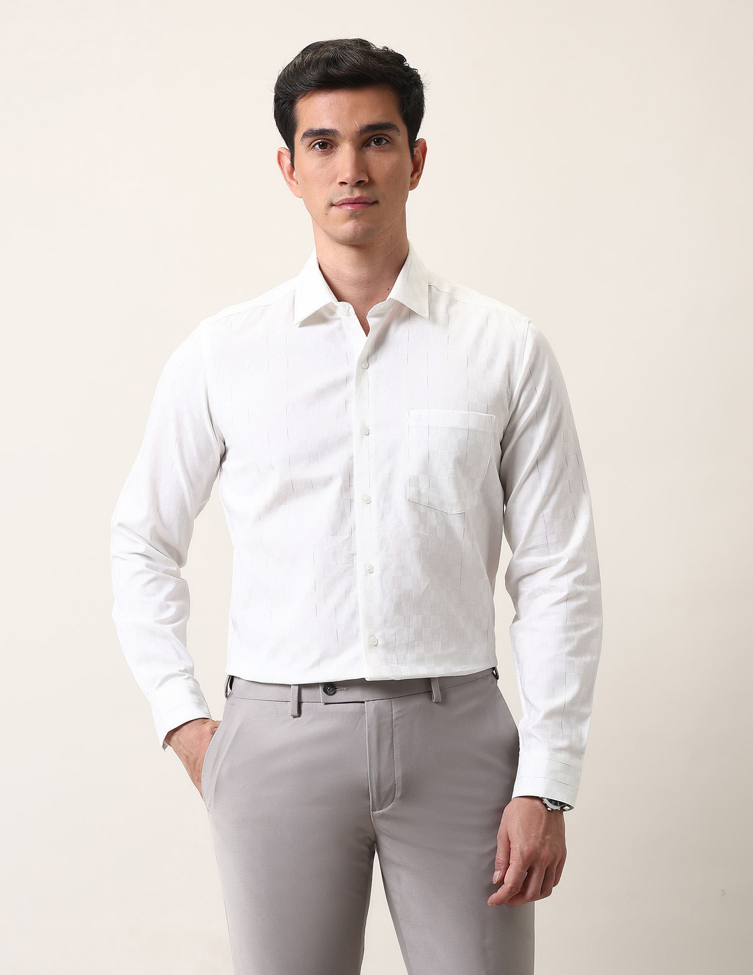 Arrow Manhattan Slim Fit Textured Ceremonial Shirt