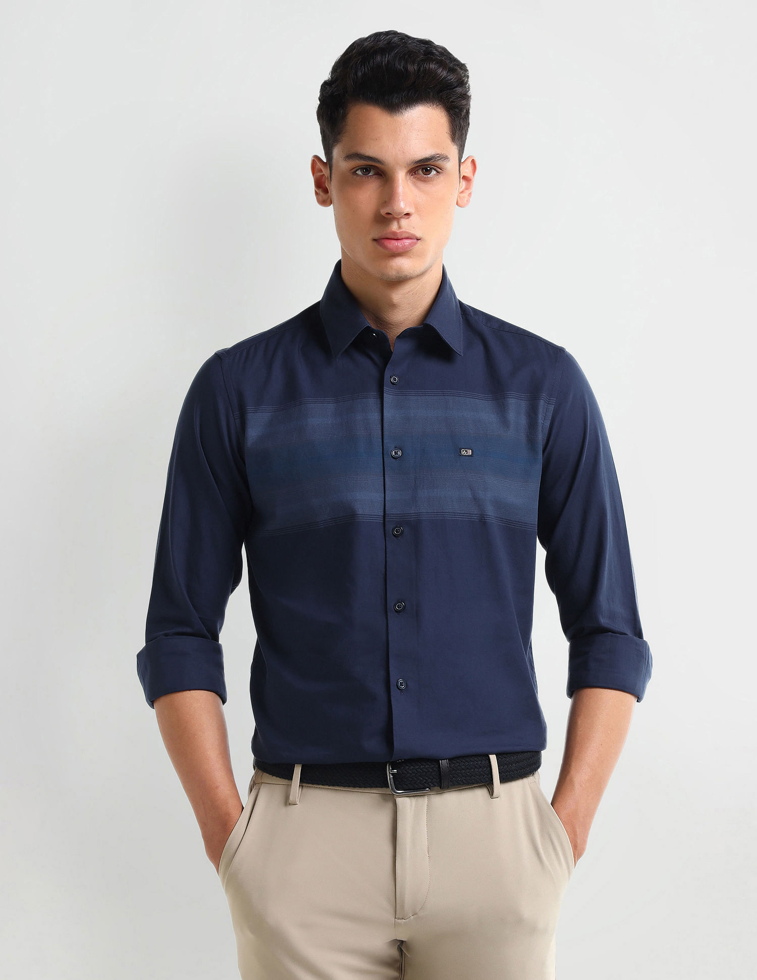 Arrow Sport Horizontal Striped Cotton Shirt
