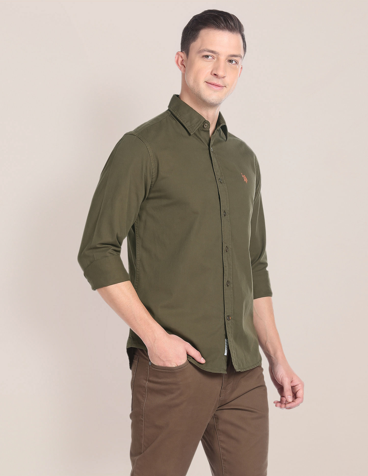 U.S. Polo Assn. Solid Cotton Twill Shirt