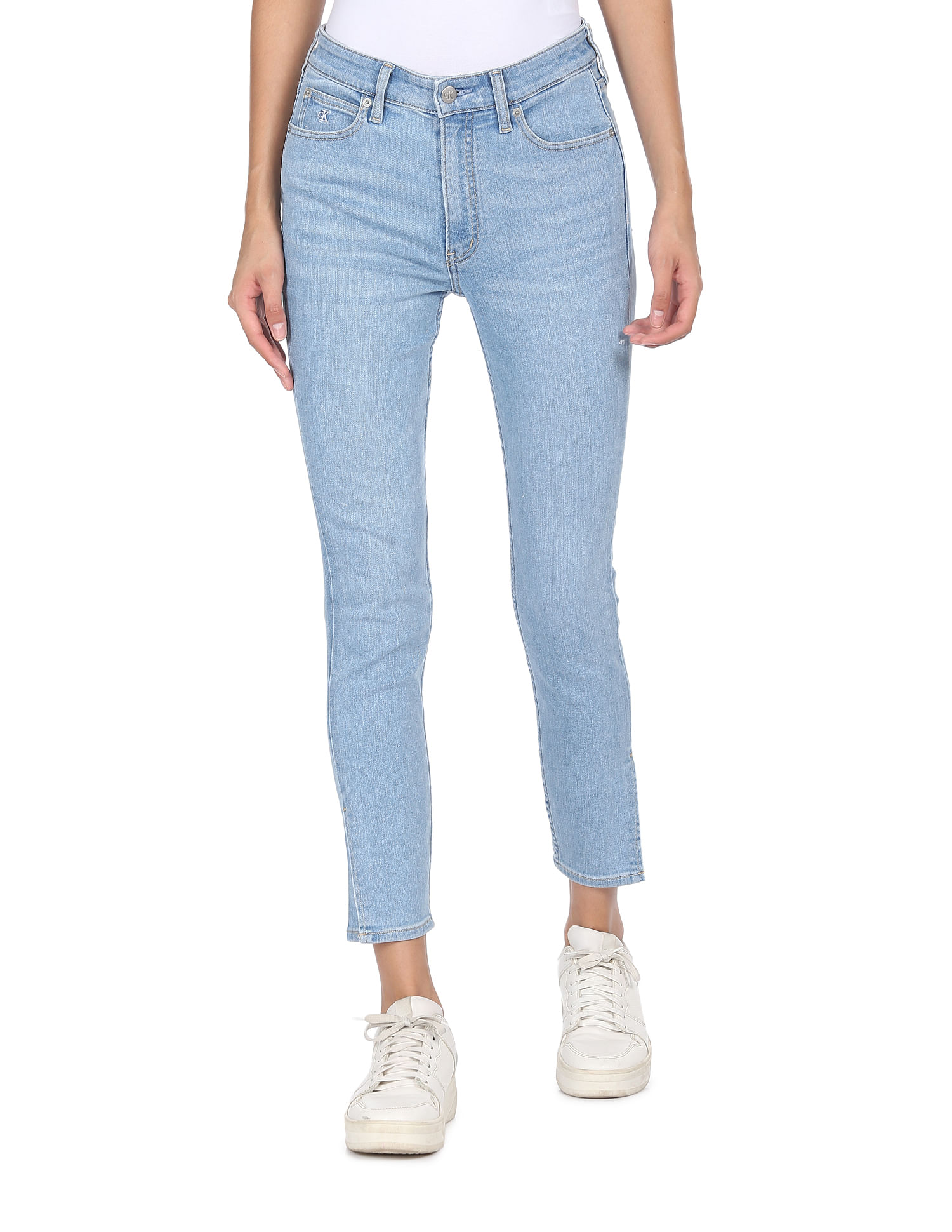 Calvin Klein Jeans Women Light Blue Skinny Fit High Rise Ankle Jeans