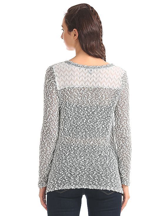 Aeropostale Popcorn Metallic Sheer Top