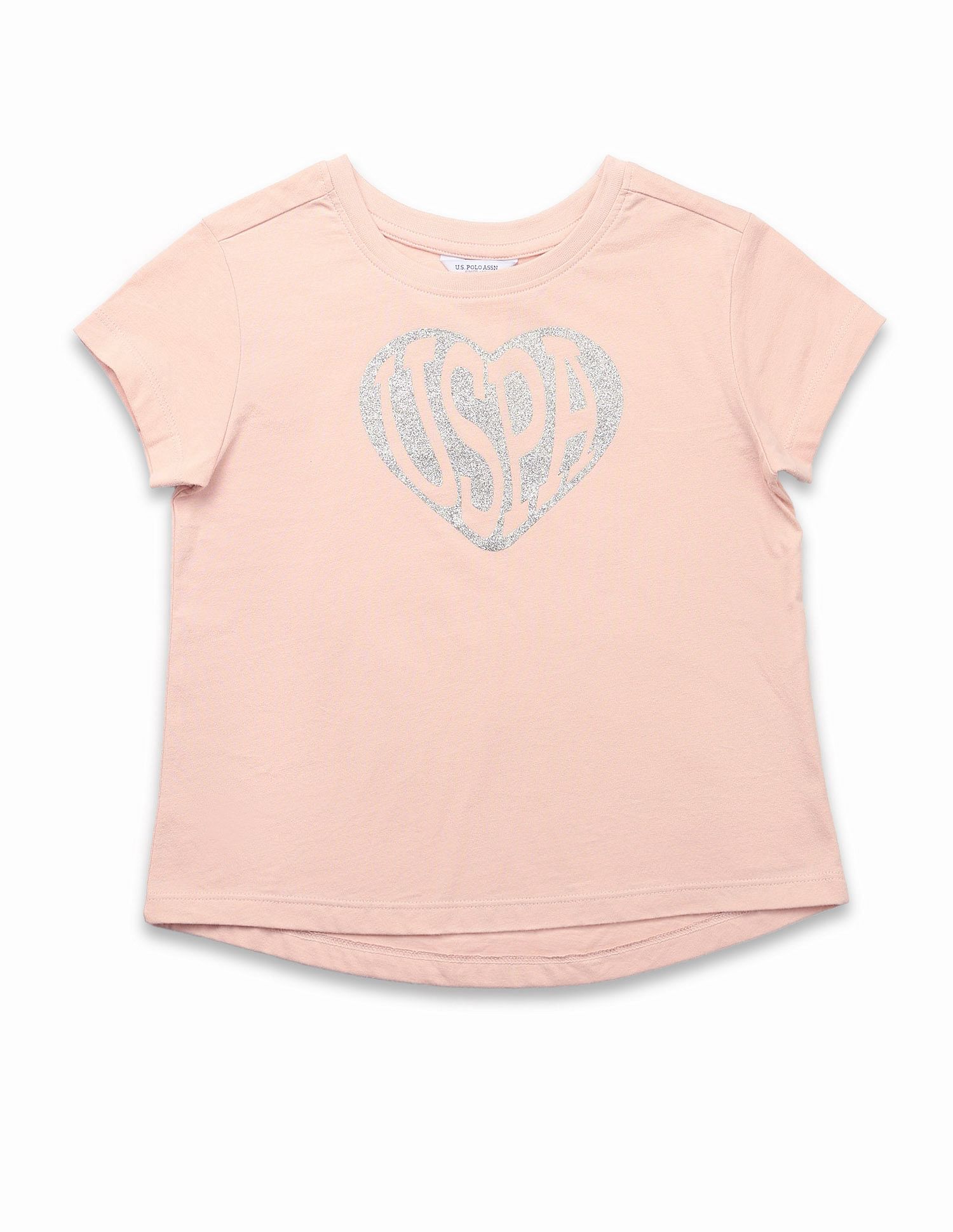 U.S. Polo Assn. Kids Girls Brand Printed Relaxed Fit T-Shirt