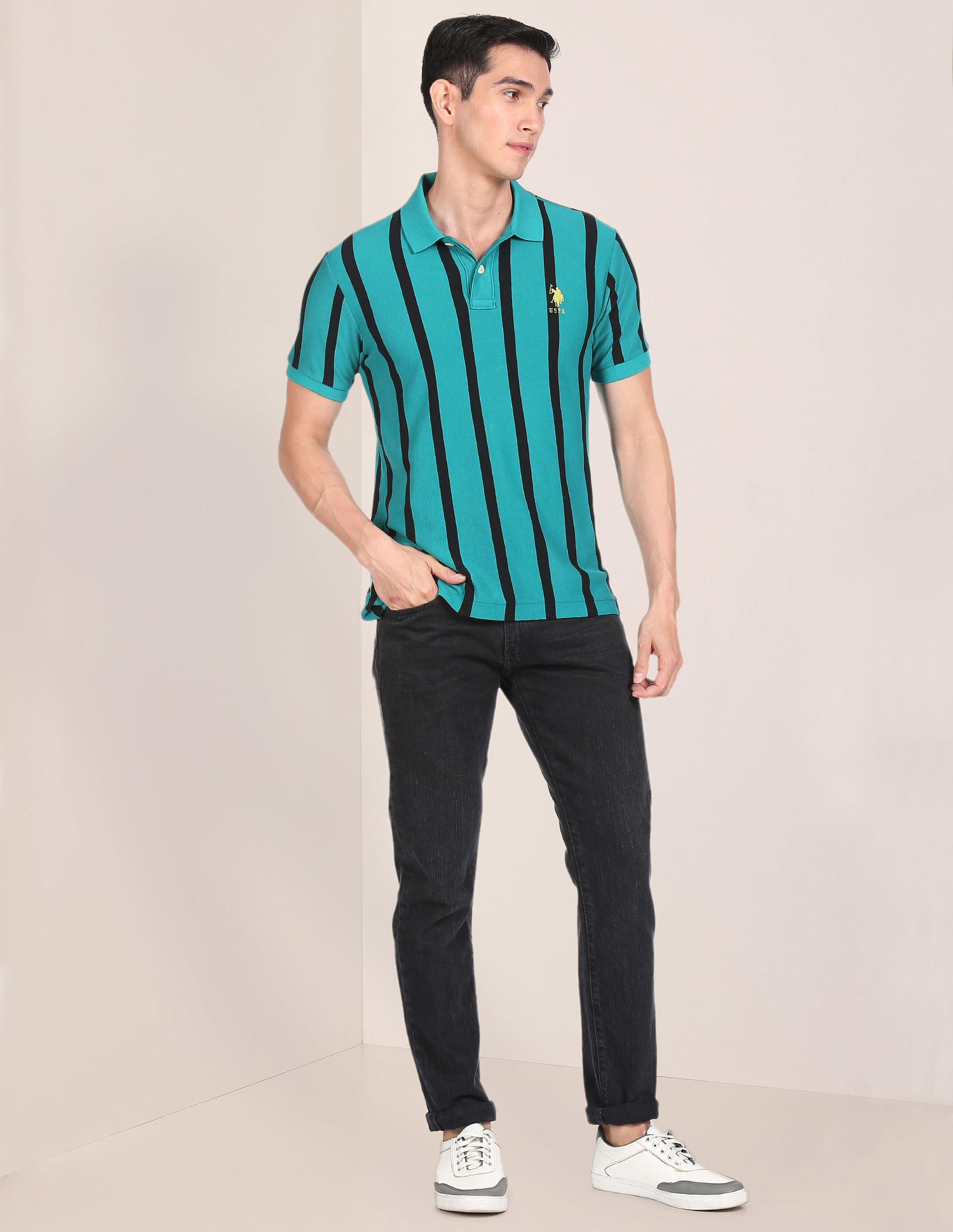 U.S. Polo Assn. Vertical Stripe Pique Polo Shirt