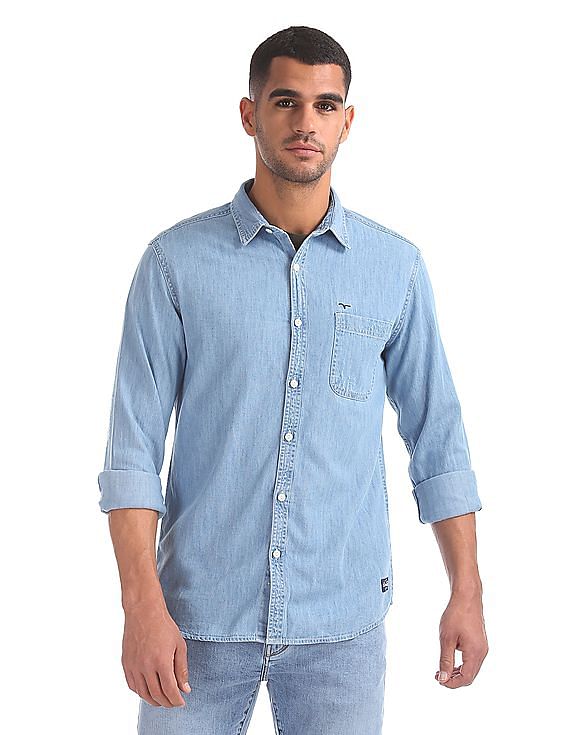 Amazon.com: Maryia Men's Retro Distressed Denim Shirt Cotton Plus Size  Short Sleeve Button Down Casual Lapel Washed Work Jean Shirt Light Blue :  Clothing, Shoes & Jewelry