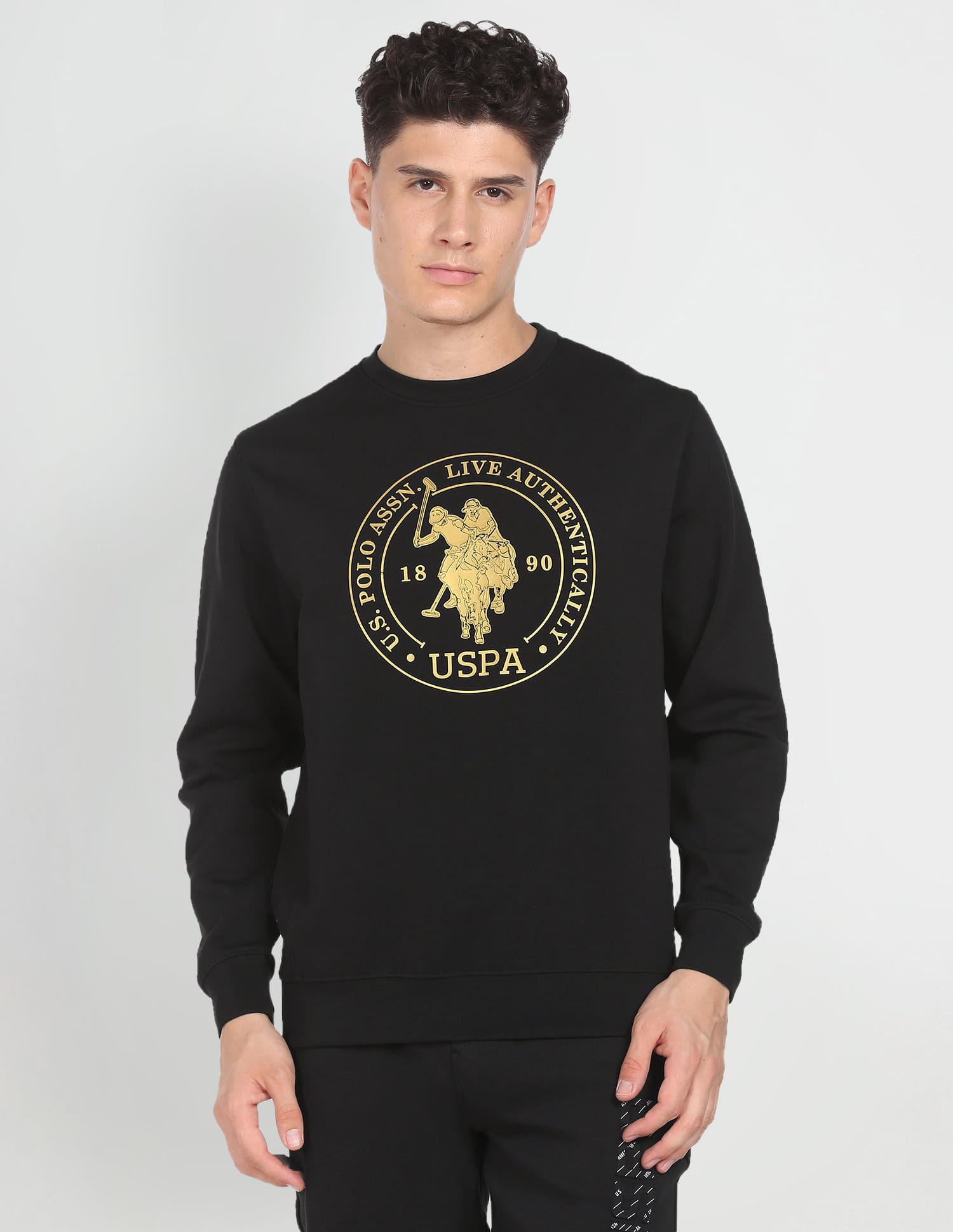 Buy U.S. Polo Assn. Denim Co. Metallic Logo Ribbed Neck Sweatshirt -  NNNOW.com