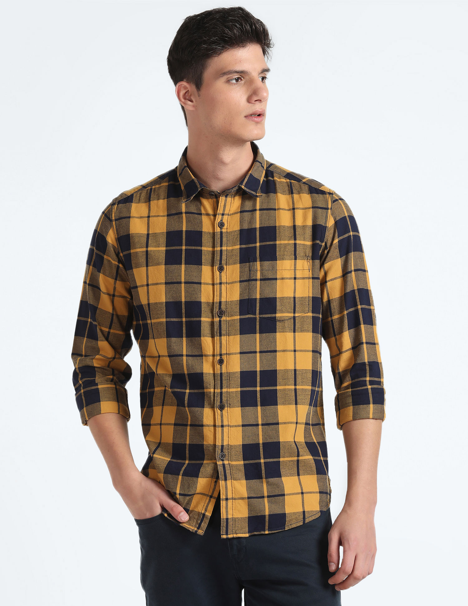 Flying Machine Plaid Check Pure Cotton Shirt