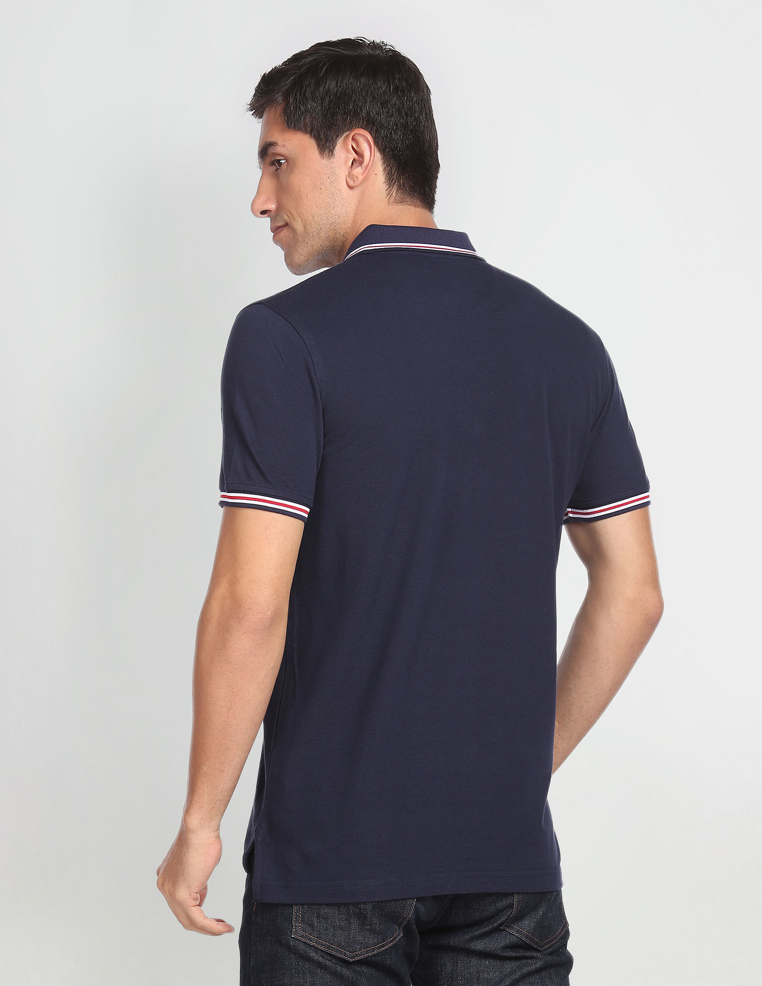 Arrow Sports Striped Hem Cotton Polo Shirt