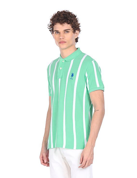 Green and white striped hotsell polo shirt