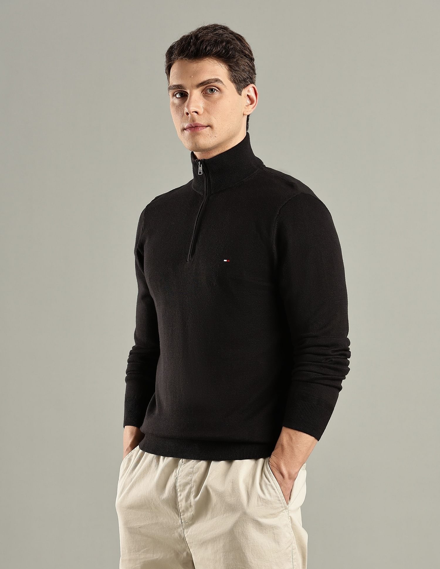 Tommy Hilfiger Solid Regular-Fit Cotton Sweater