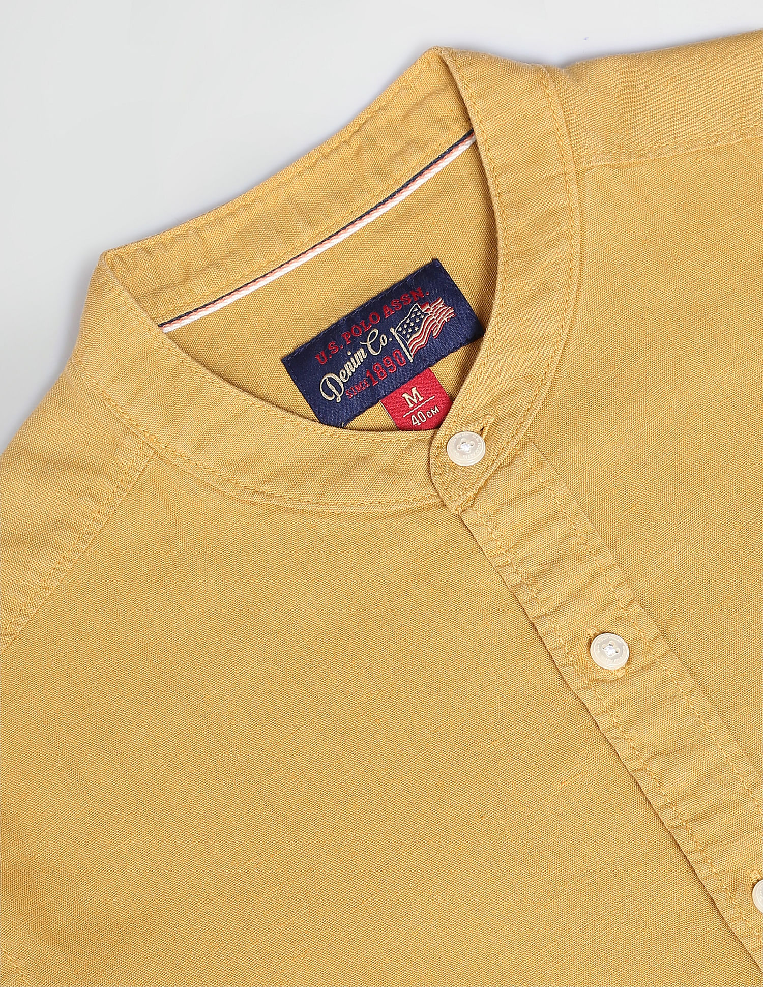 U.S. Polo Assn. Denim Co. Mandarin Collar Overdyed Solid Shirt