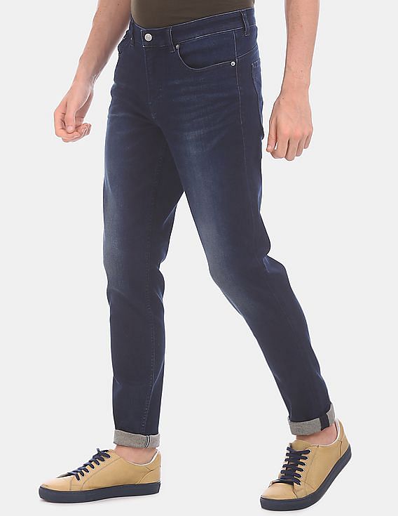 Calvin Klein Men Dark Slim Fit Blue Stone Wash Jeans