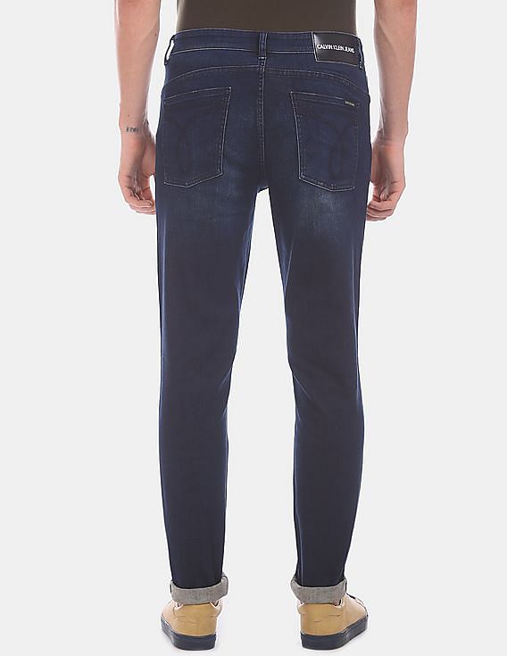 Calvin Klein Men Dark Slim Fit Blue Stone Wash Jeans
