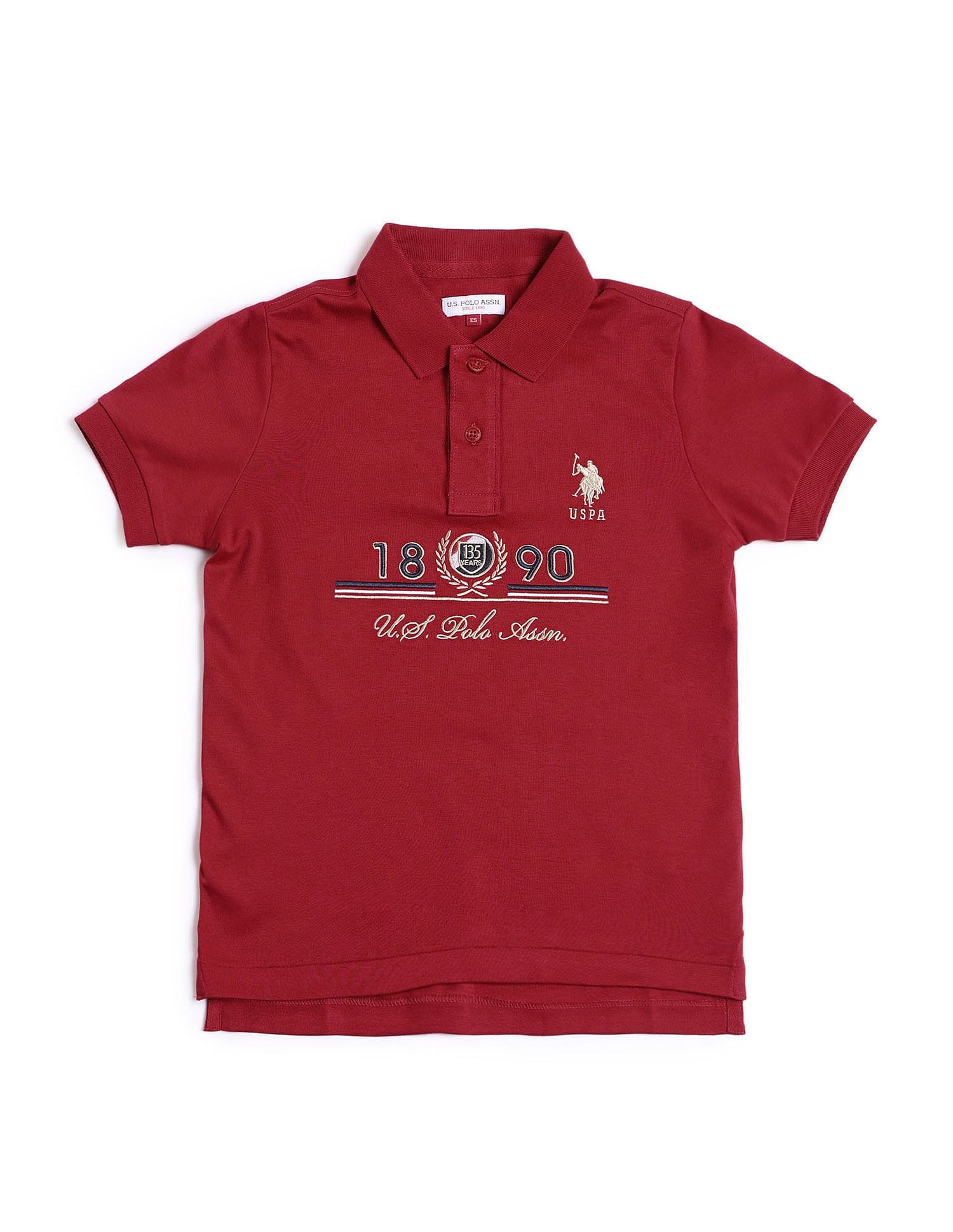 U.S. Polo Assn. Kids Boys Brand Printed Regular Fit Polo Shirt