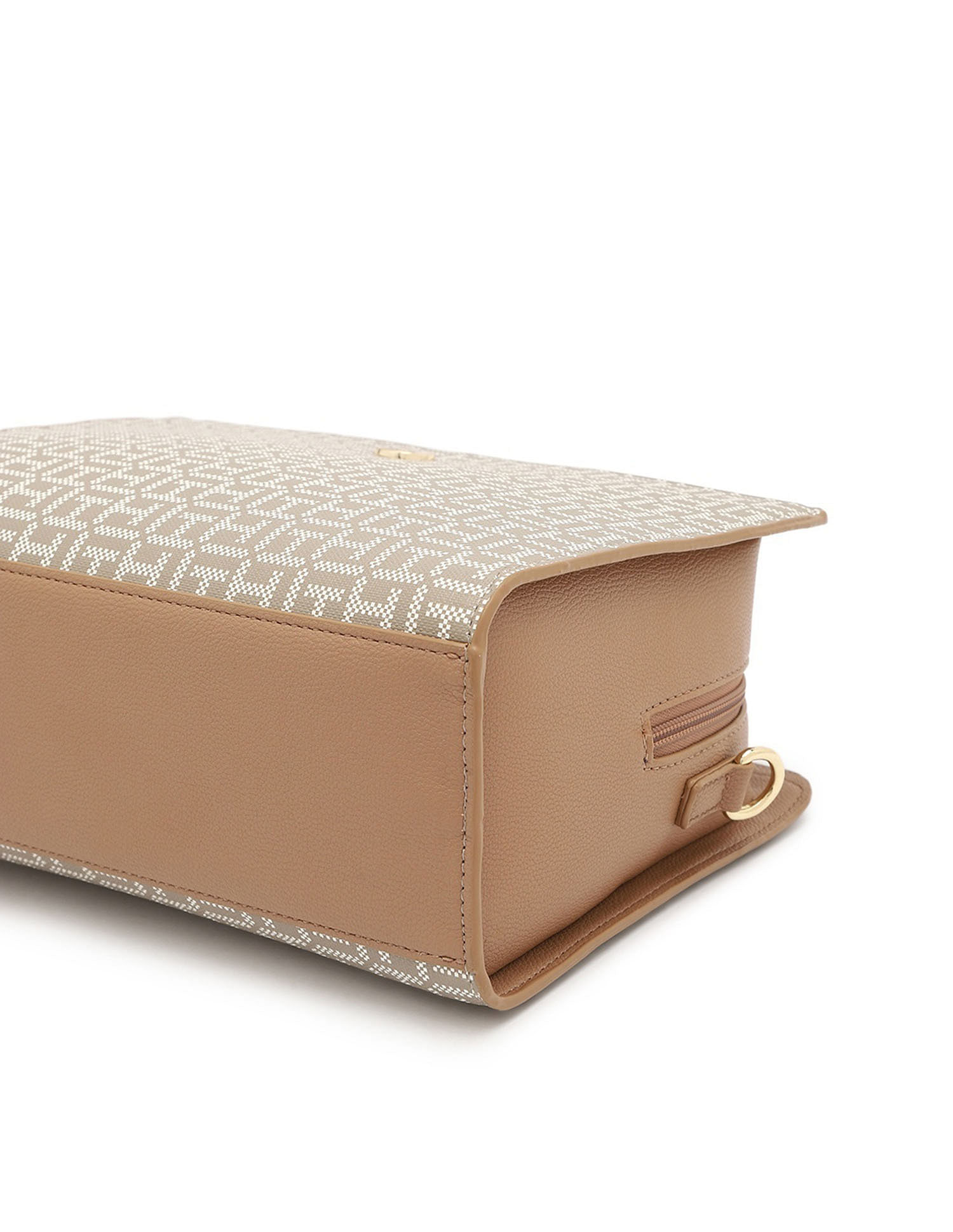 Tommy Hilfiger Printed Beige PVC Hand Bag
