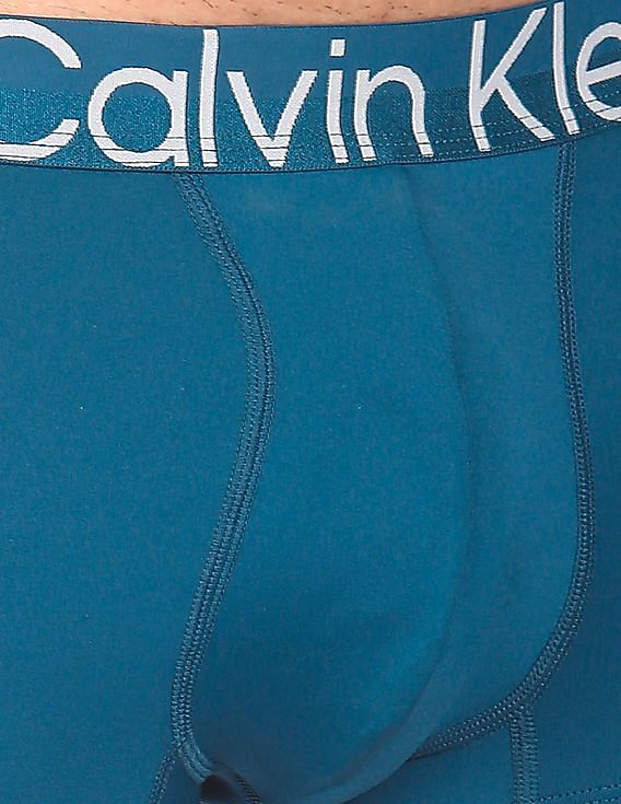 Calvin Klein Underwear Men Green Elasticized Brand Waist Solid Trunks