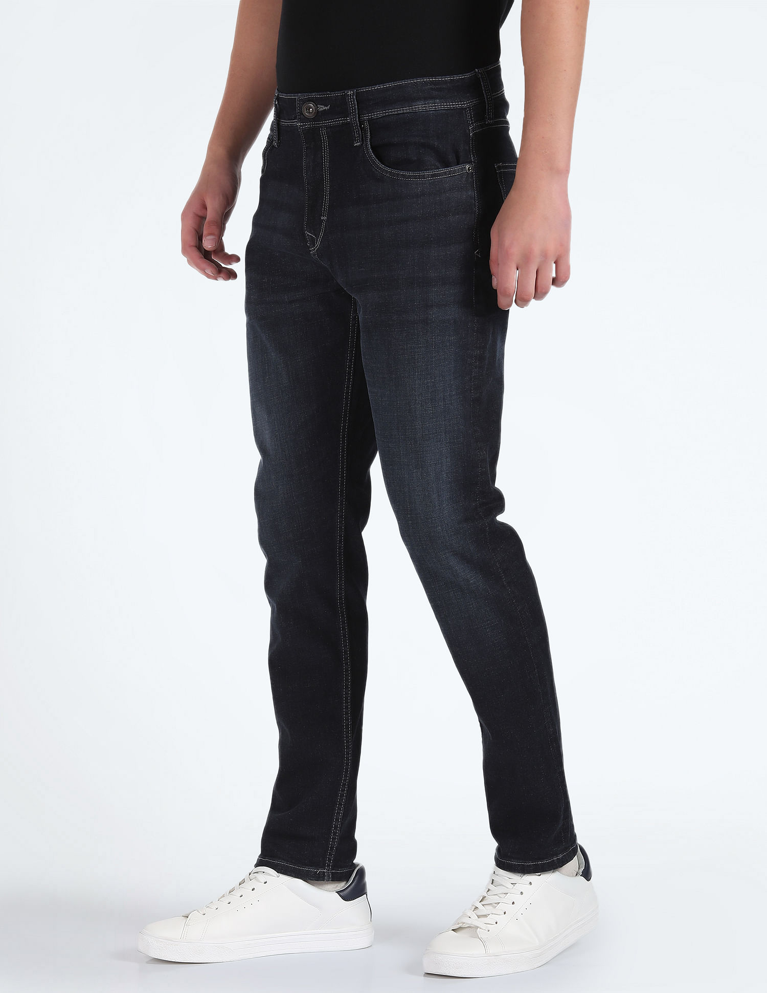 Flying Machine Slash Slim Tapered Fit Jeans