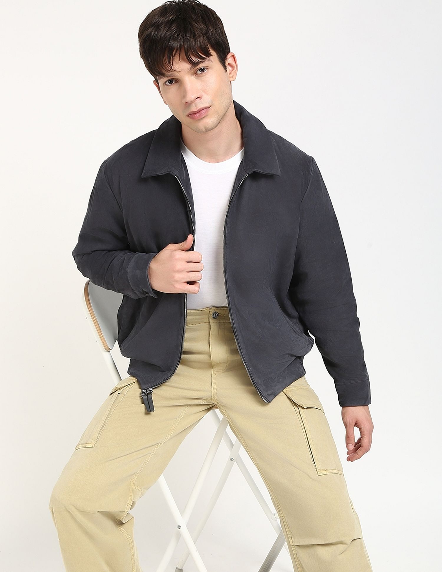 Calvin Klein Jeans Solid Regular-Fit Leather Jacket