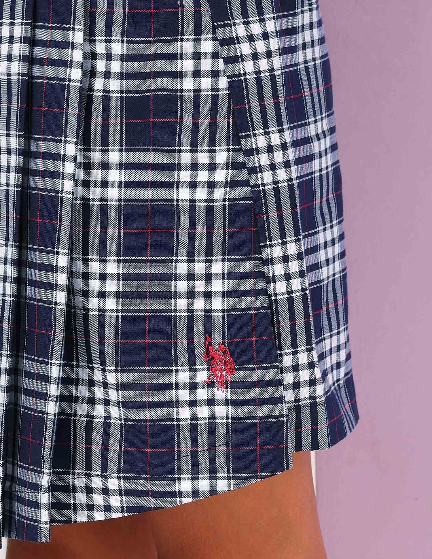 U.S. Polo Assn. Kids Girls Tartan Checked Skorts