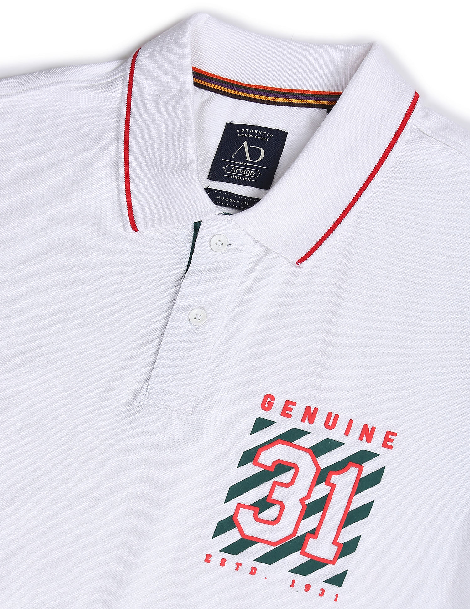 AD by Arvind Cotton Colour Block Polo Shirt