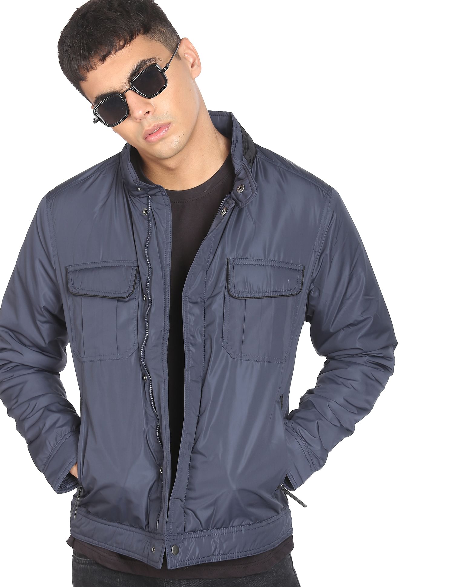 Flying Machine Solid Zip Up Padded Jacket